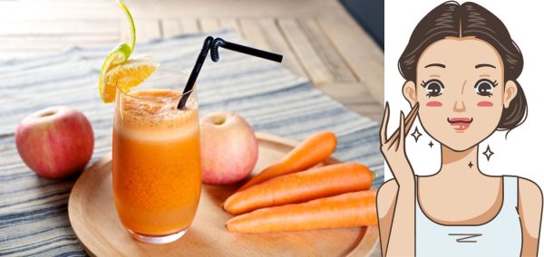 Nước ép táo cà rốt giàu vitamin C và chất chống oxi hoá giúp tăng cường sức khoẻ làn da